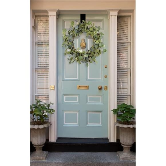 Eucalyptus Wreaths for FrontDoor 20",Handmade GreenLeaves Wreath for All Seasons - Picture 7 of 8